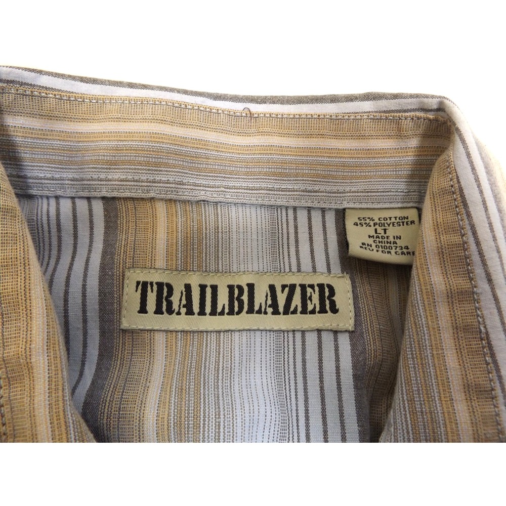 mens TRAILBLAZER WESTERN Striped SHIRT, Pearl snaps, sz LT - Picture 7 of 10